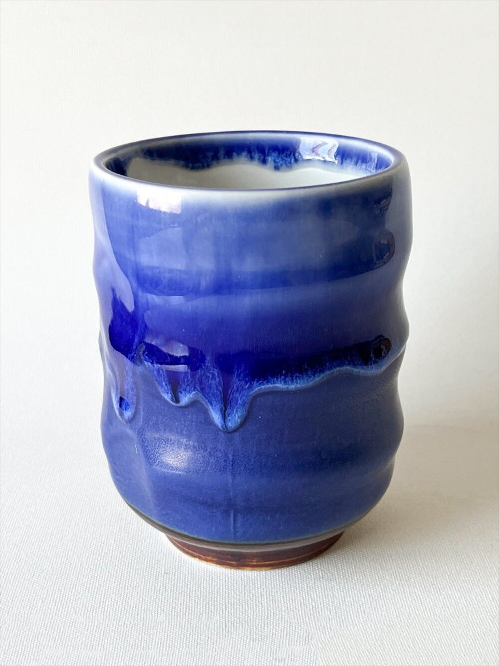 Yunomi Sushi Teacup Cobalt Blue Drip Glaze Art Pottery Ceramic Tea Cup Japan